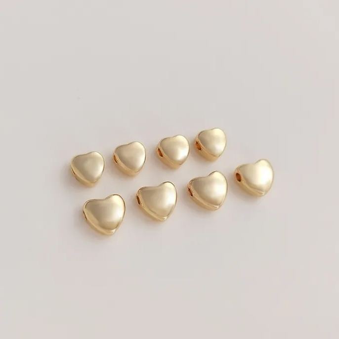 14k Gold Plated Copper Curved Heart Beads