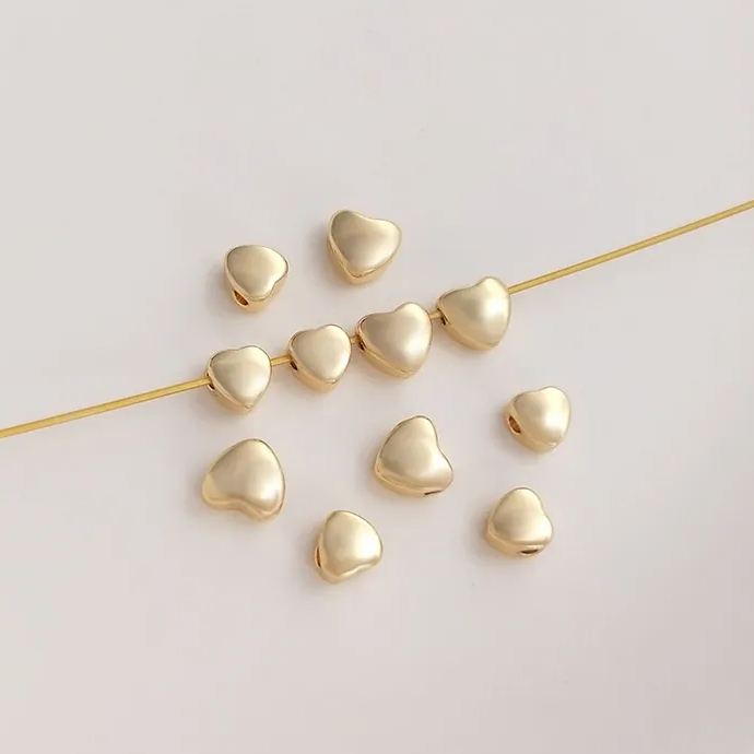 14k Gold Plated Copper Curved Heart Beads