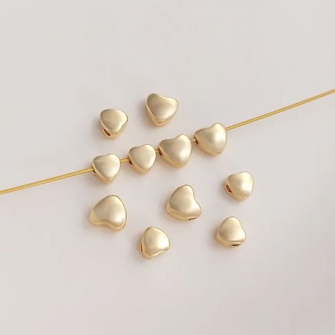 14k Gold Plated Copper Curved Heart Beads