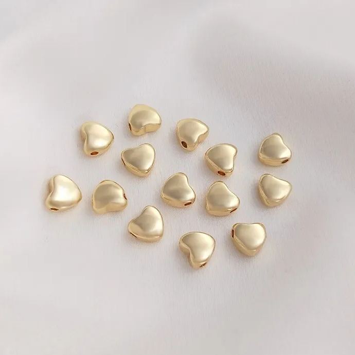 14k Gold Plated Copper Curved Heart Beads