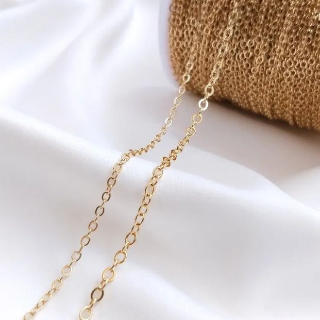 1mm/1.3mm/1.5mm/2mm Silver and 14k Gold O-Shape Chain 1M