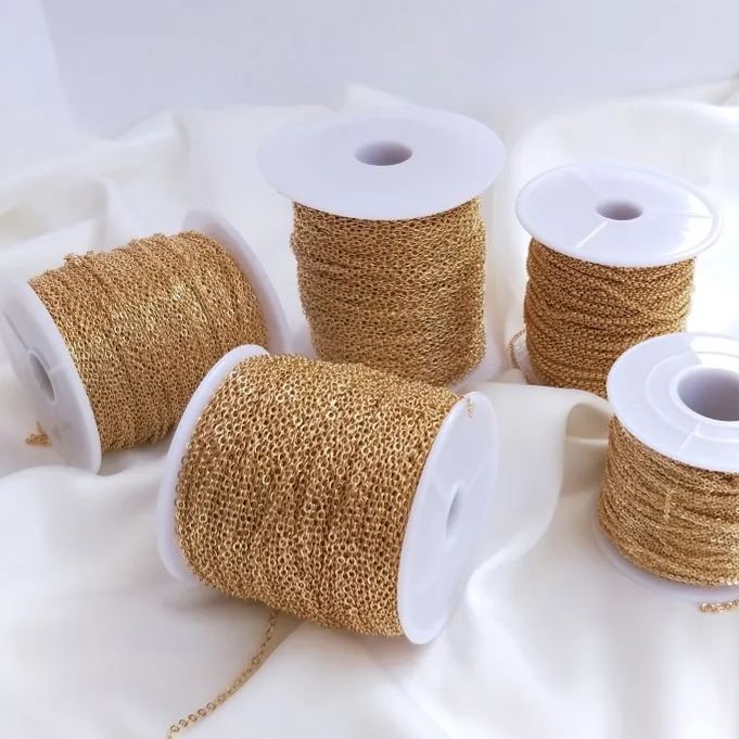 1mm/1.3mm/1.5mm/2mm Silver and 14k Gold O-Shape Chain 1M