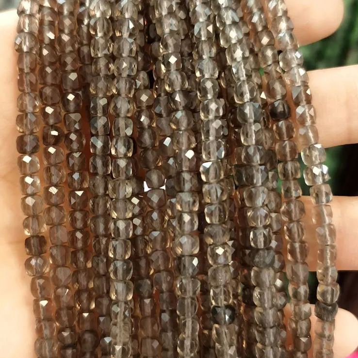 Natural Gemstone 4*4mm Square Faced Beads Strand