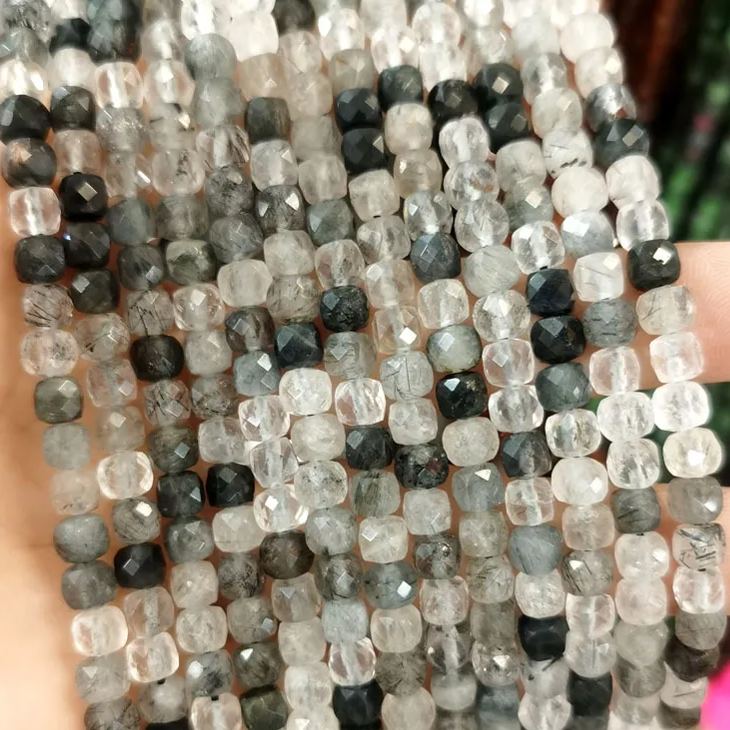 Natural Gemstone 4*4mm Square Faced Beads Strand