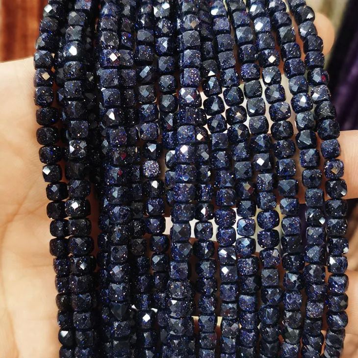 Natural Gemstone 4*4mm Square Faced Beads Strand