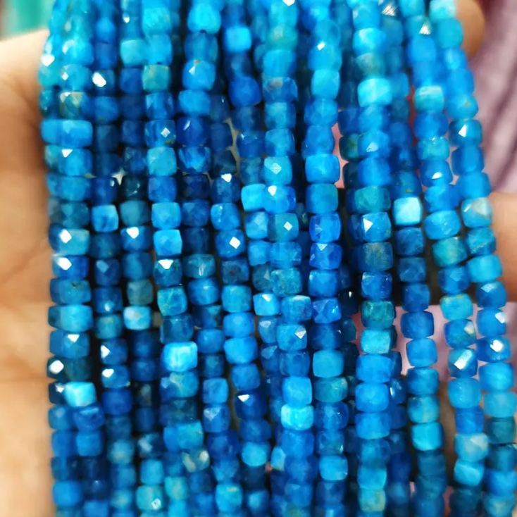 Natural Gemstone 4*4mm Square Faced Beads Strand