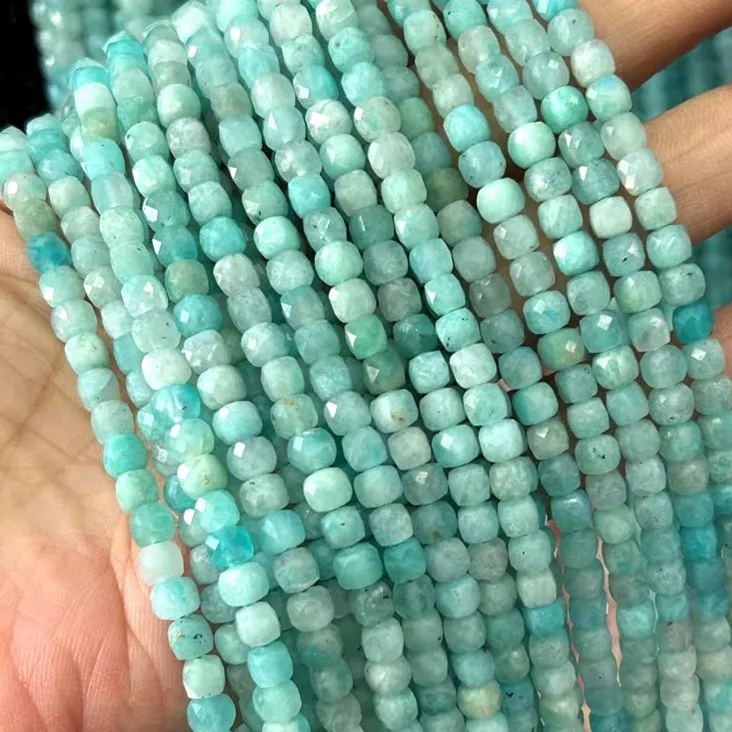 Natural Gemstone 4*4mm Square Faced Beads Strand
