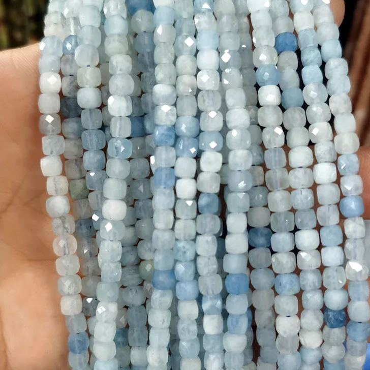 Natural Gemstone 4*4mm Square Faced Beads Strand