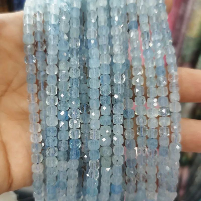 Natural Gemstone 4*4mm Square Faced Beads Strand