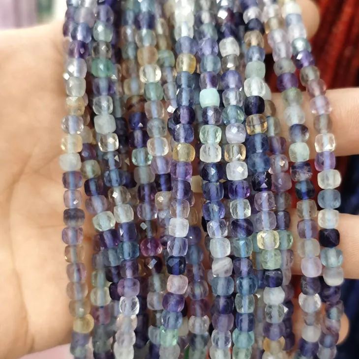 Natural Gemstone 4*4mm Square Faced Beads Strand