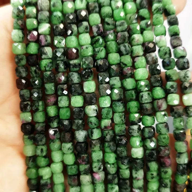 Natural Gemstone 4*4mm Square Faced Beads Strand