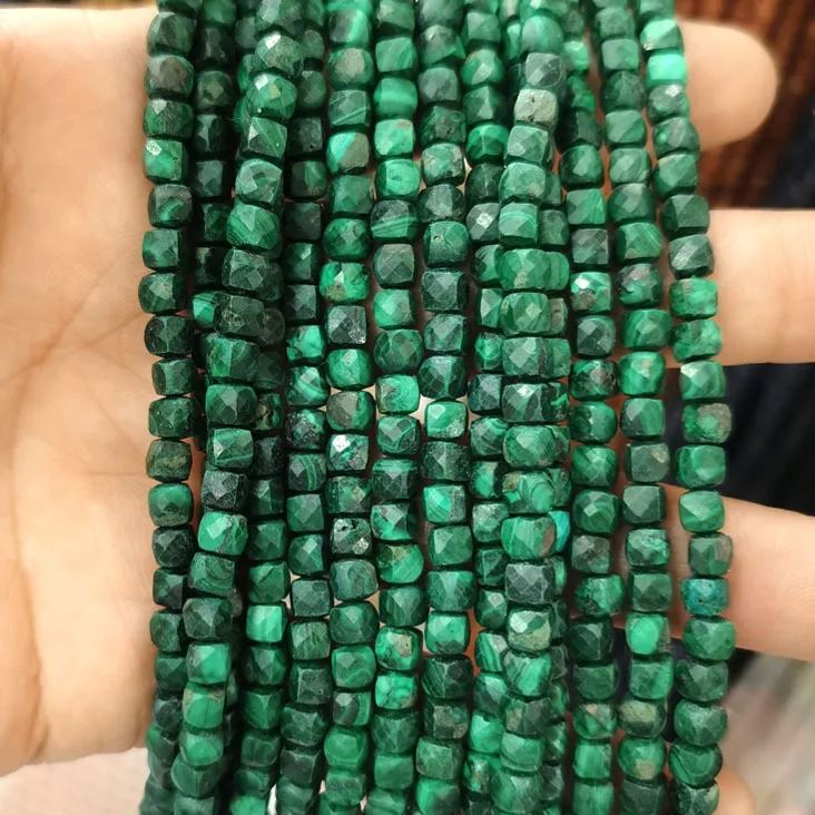 Natural Gemstone 4*4mm Square Faced Beads Strand