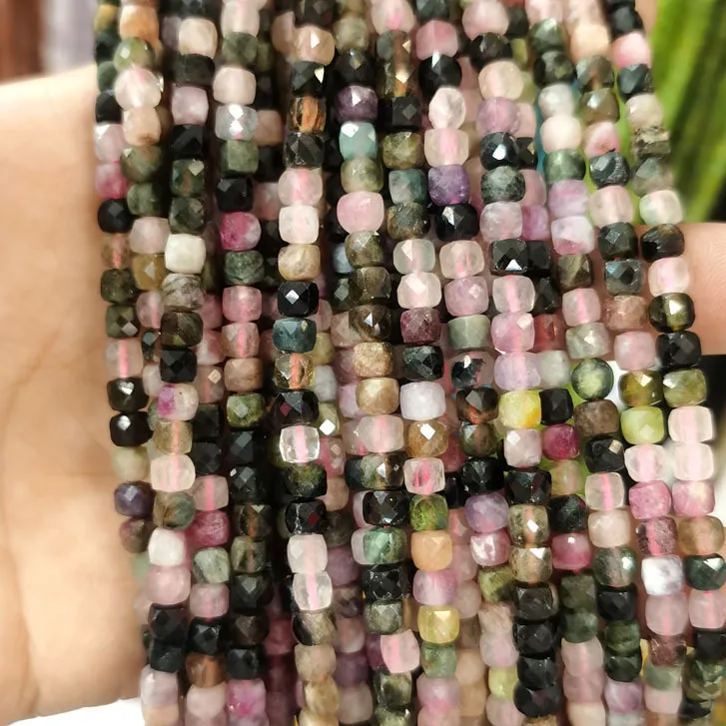 Natural Gemstone 4*4mm Square Faced Beads Strand