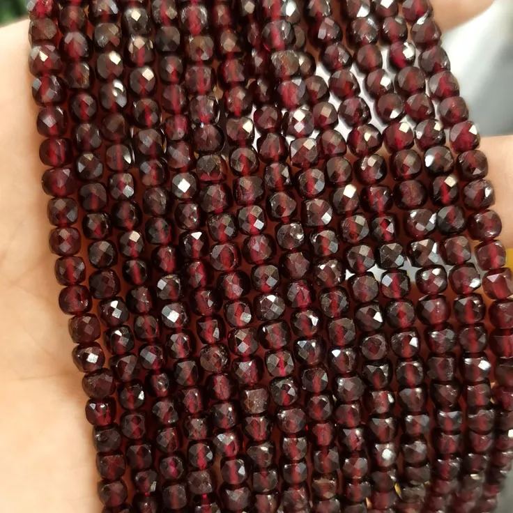 Natural Gemstone 4*4mm Square Faced Beads Strand