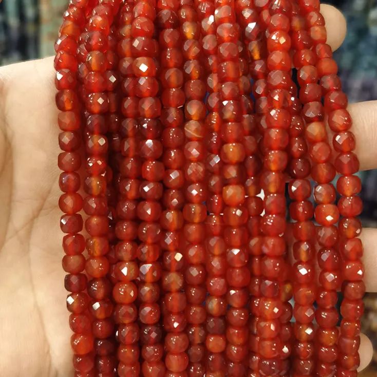 Natural Gemstone 4*4mm Square Faced Beads Strand