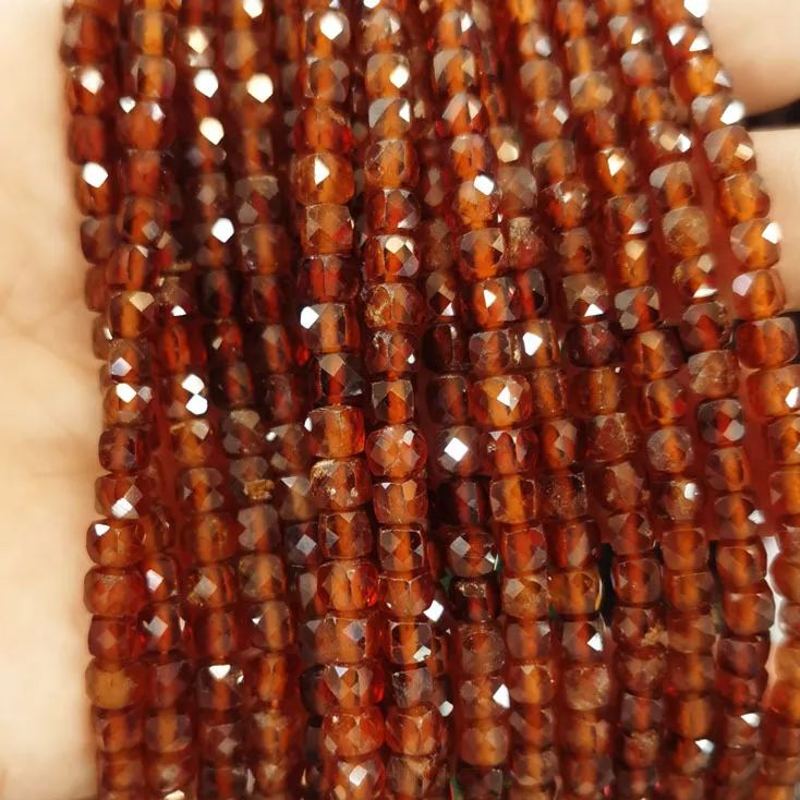 Natural Gemstone 4*4mm Square Faced Beads Strand