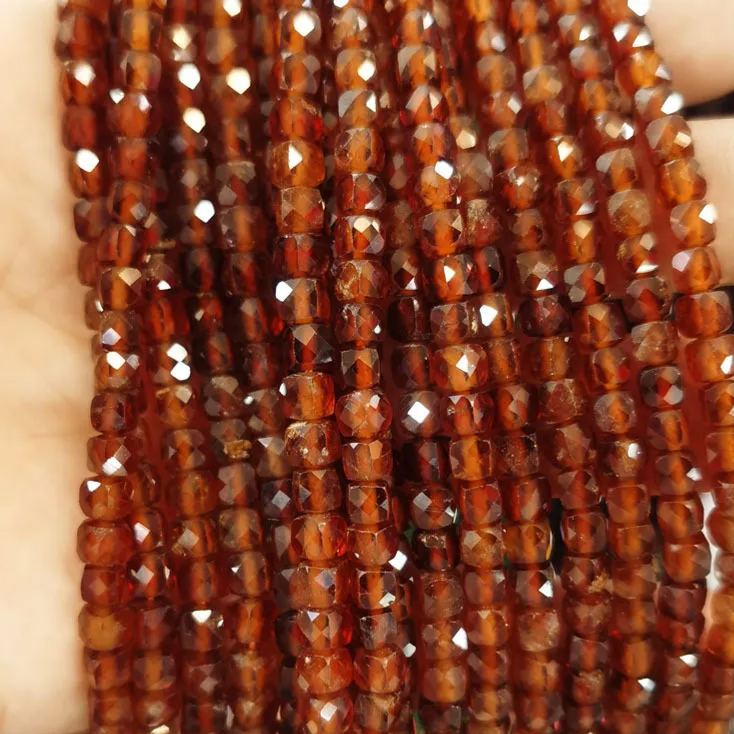 Natural Gemstone 4*4mm Square Faced Beads Strand
