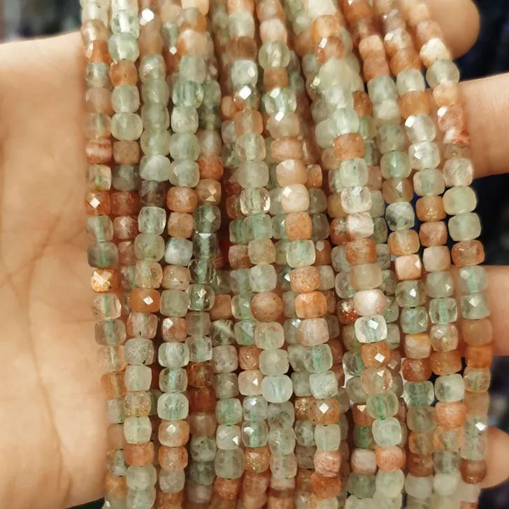 Natural Gemstone 4*4mm Square Faced Beads Strand