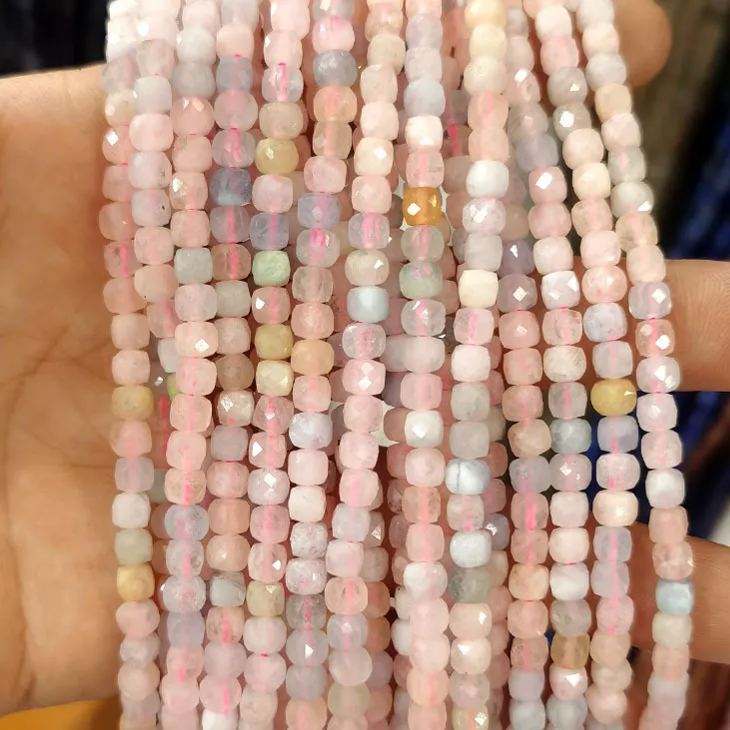 Natural Gemstone 4*4mm Square Faced Beads Strand