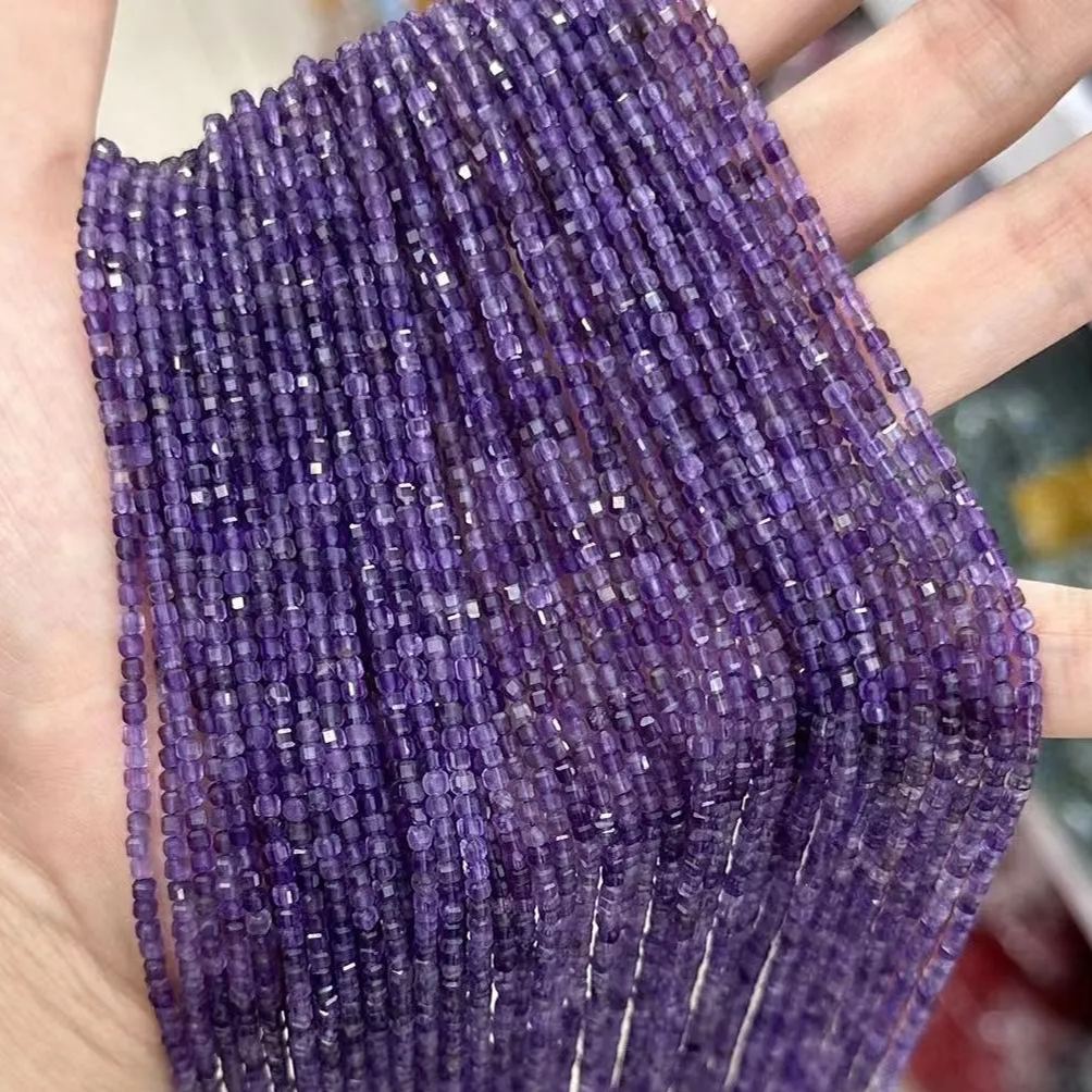 Natural Gemstone 2.5*2.5mm Square Faced Beads Strand