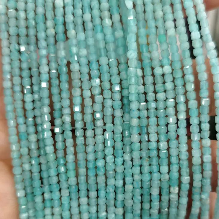 Natural Gemstone 2.5*2.5mm Square Faced Beads Strand