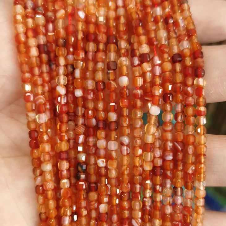 Natural Gemstone 2.5*2.5mm Square Faced Beads Strand
