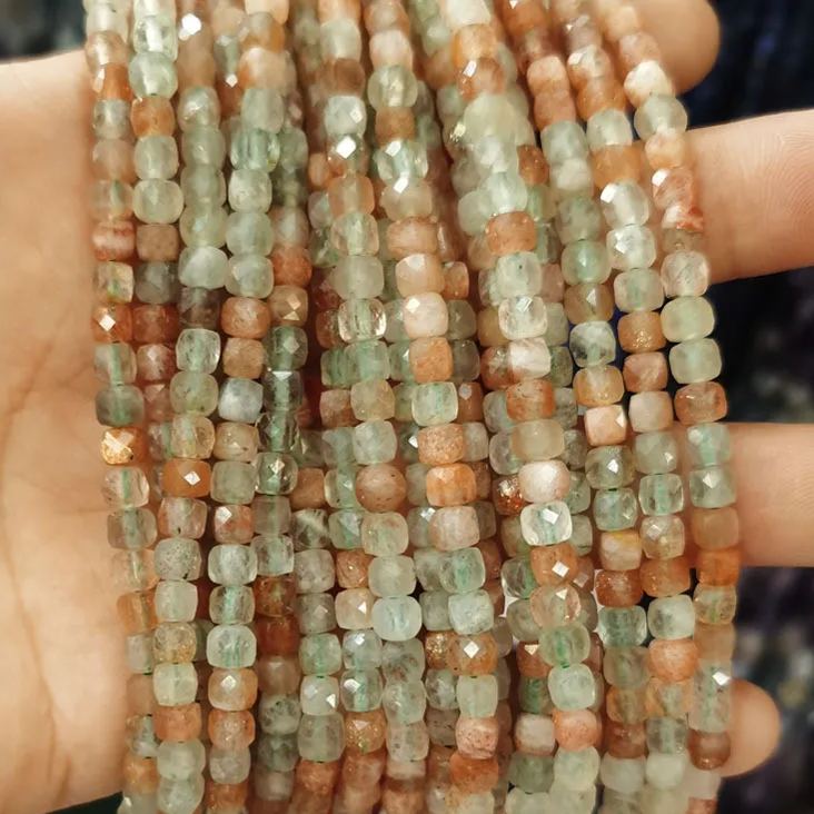 Natural Gemstone 2.5*2.5mm Square Faced Beads Strand