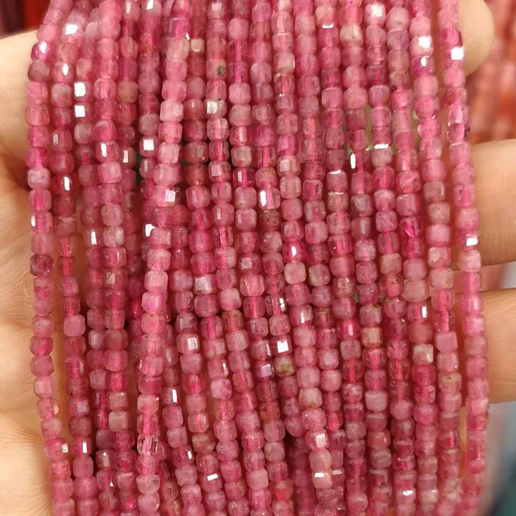 Natural Gemstone 2.5*2.5mm Square Faced Beads Strand