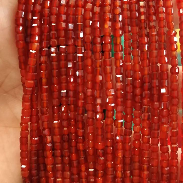 Natural Gemstone 2.5*2.5mm Square Faced Beads Strand