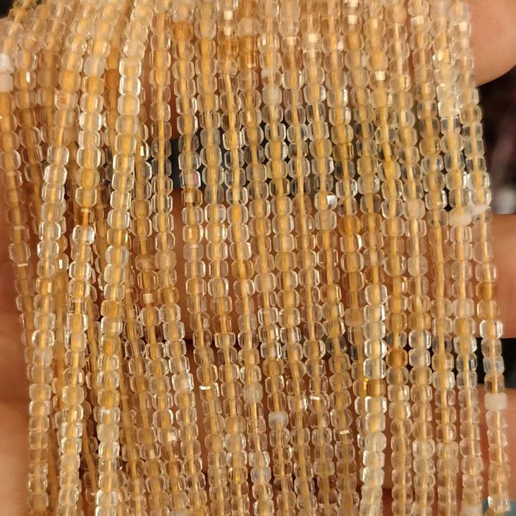 Natural Gemstone 2.5*2.5mm Square Faced Beads Strand