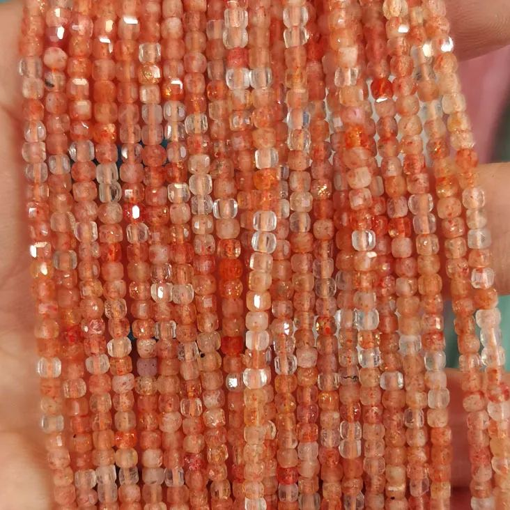 Natural Gemstone 2.5*2.5mm Square Faced Beads Strand