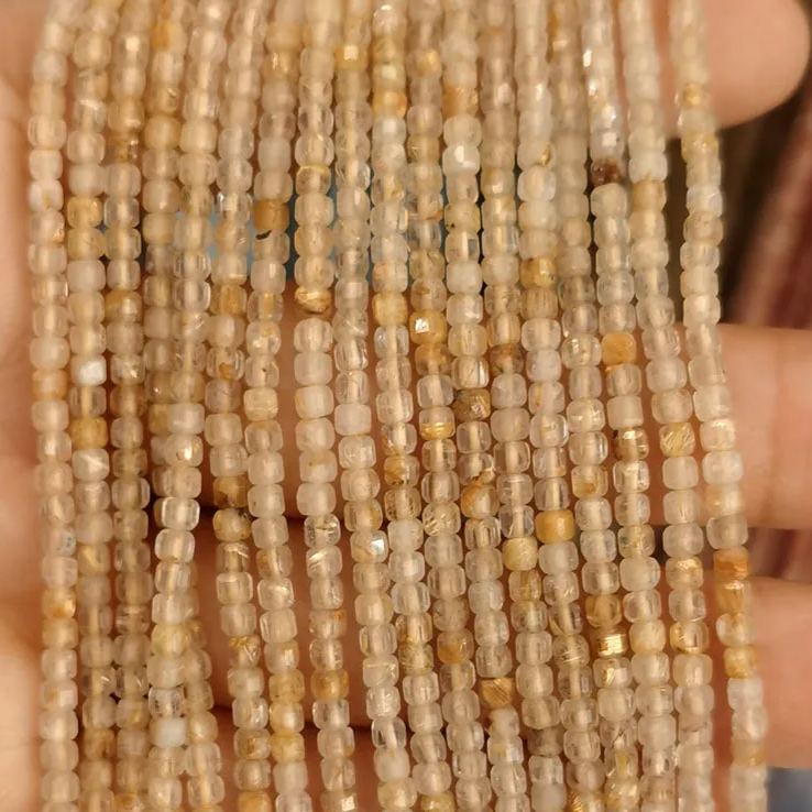 Natural Gemstone 2.5*2.5mm Square Faced Beads Strand