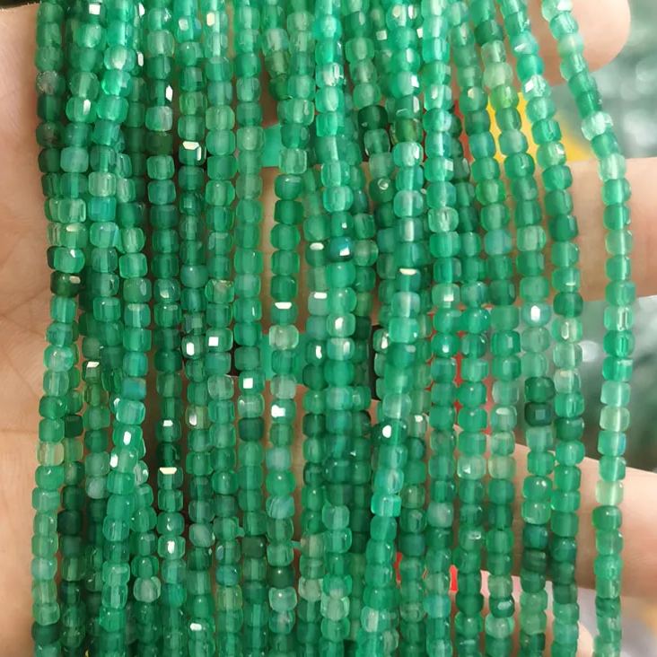 Natural Gemstone 2.5*2.5mm Square Faced Beads Strand