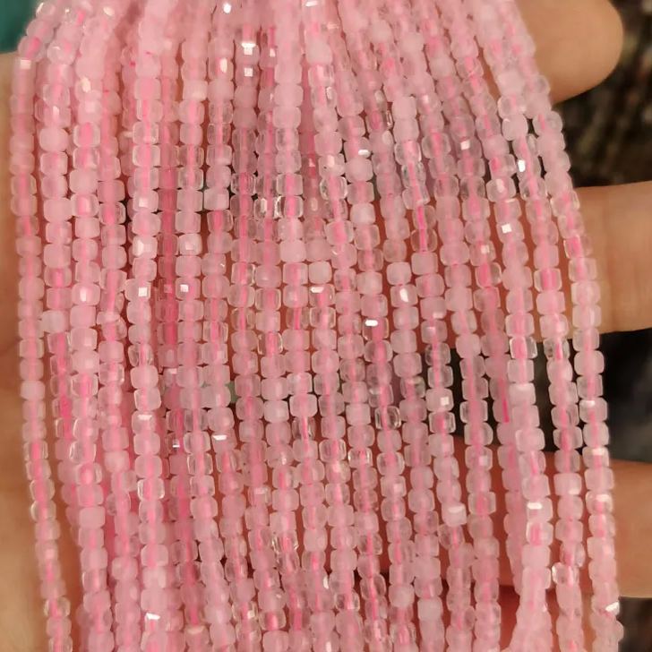 Natural Gemstone 2.5*2.5mm Square Faced Beads Strand