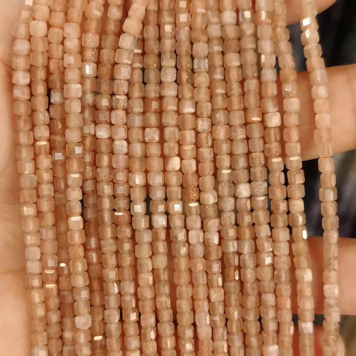 Natural Gemstone 2.5*2.5mm Square Faced Beads Strand