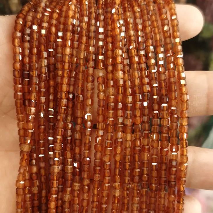 Natural Gemstone 2.5*2.5mm Square Faced Beads Strand