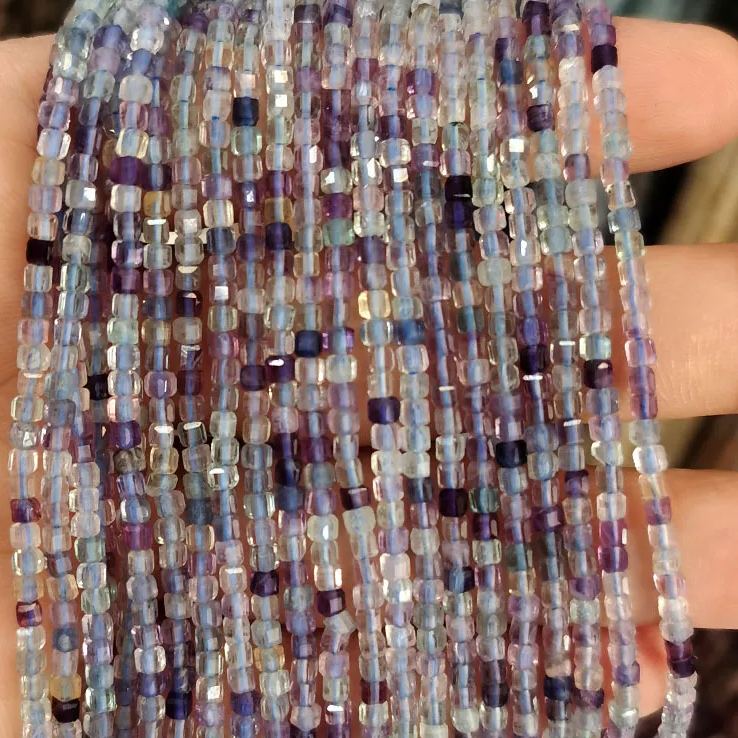 Natural Gemstone 2.5*2.5mm Square Faced Beads Strand