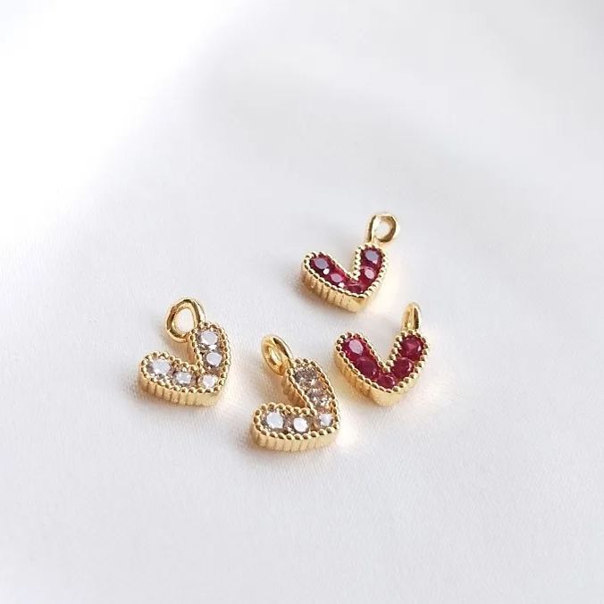 7.5mm Colored Zircon Little Heart Charm Pendant