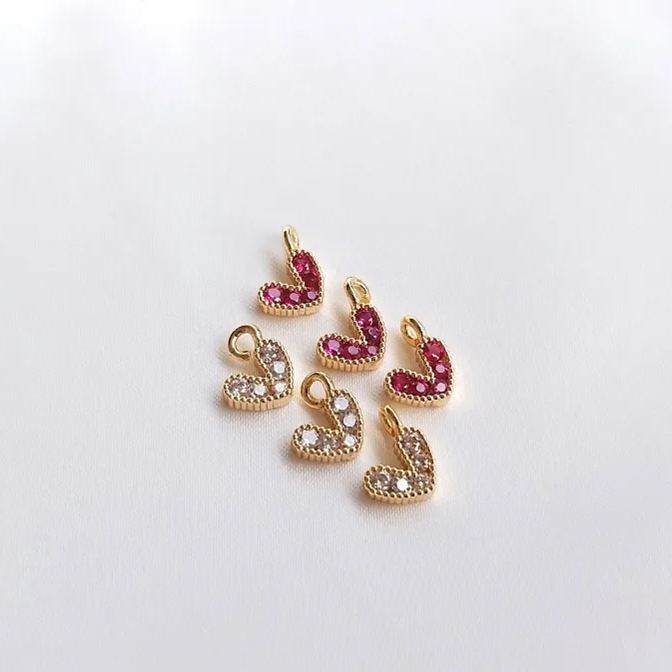 7.5mm Colored Zircon Little Heart Charm Pendant