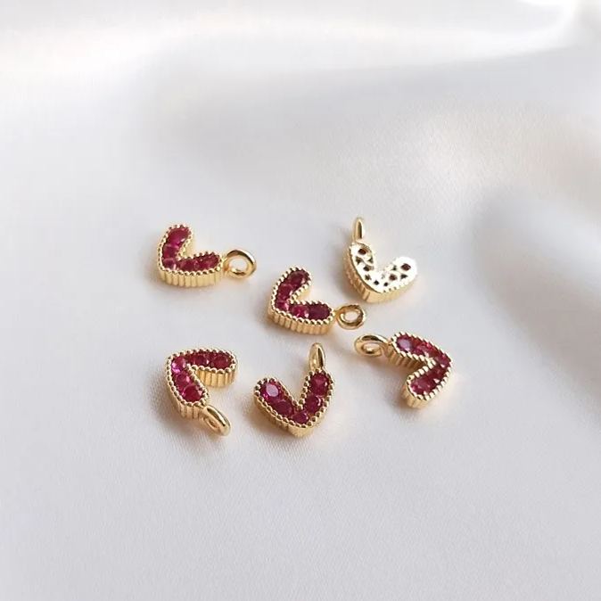 7.5mm Colored Zircon Little Heart Charm Pendant