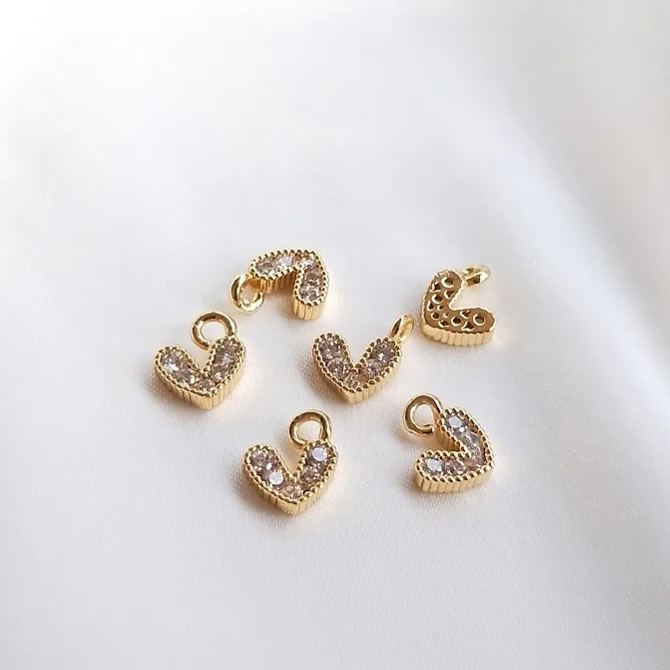 7.5mm Colored Zircon Little Heart Charm Pendant