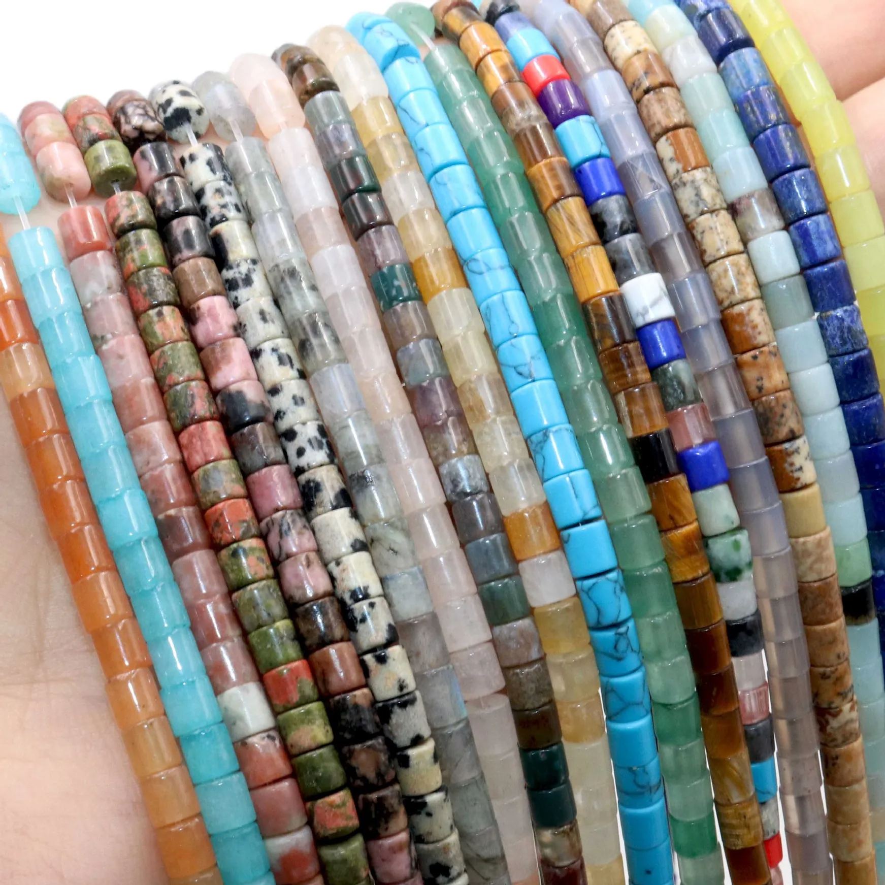 Natural Gemstone 4*4mm Cylinder Beads Strand
