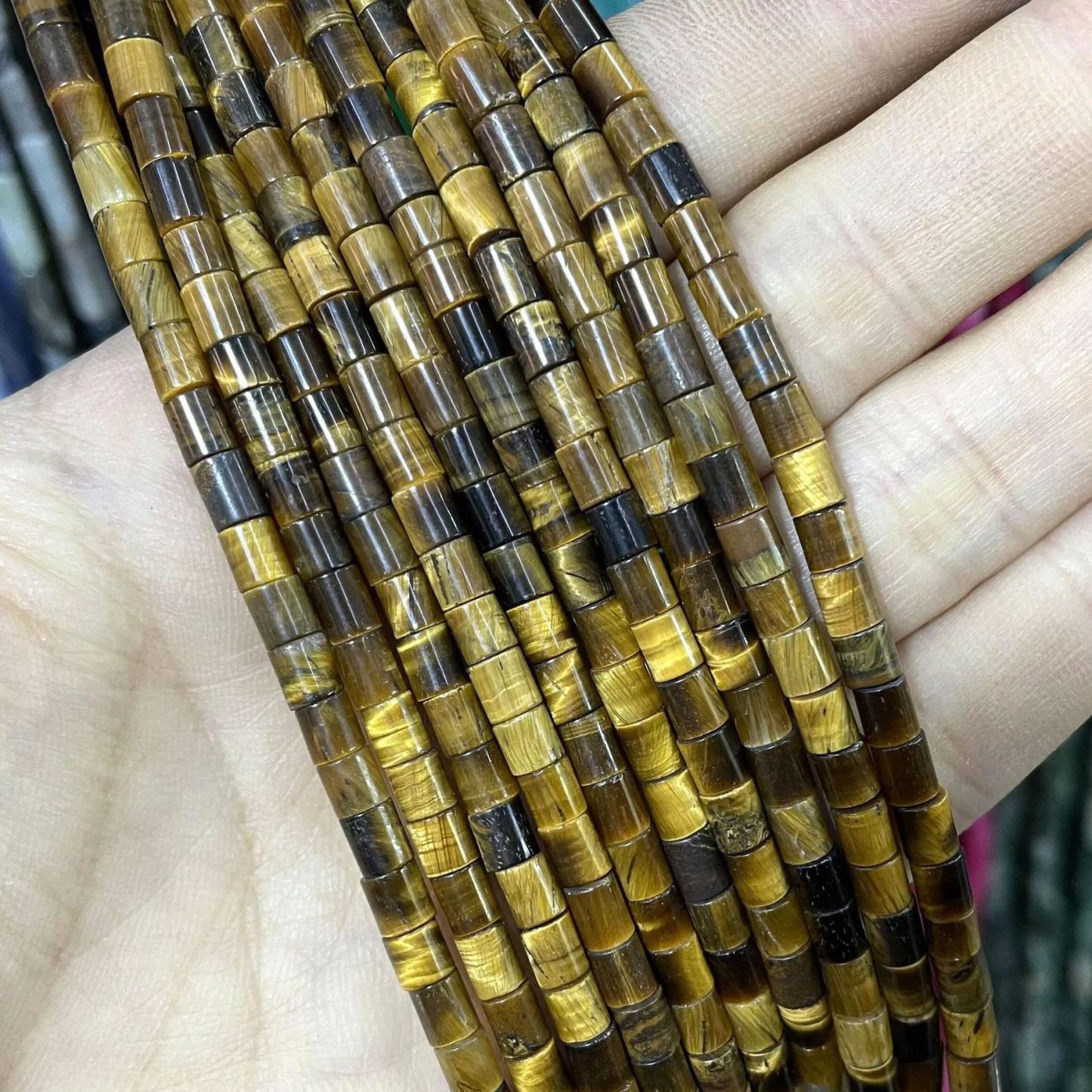 Natural Gemstone 4*4mm Cylinder Beads Strand