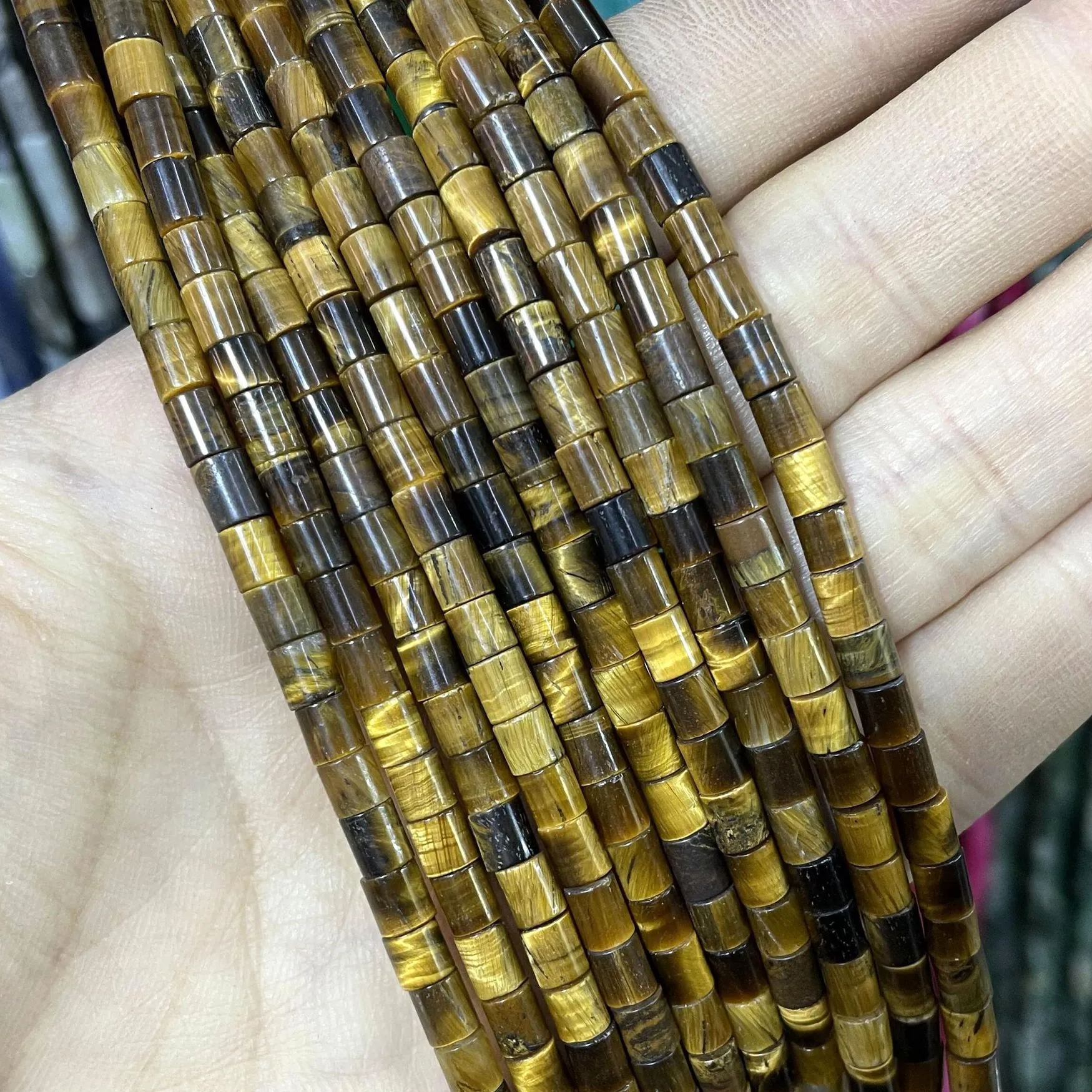 Natural Gemstone 4*4mm Cylinder Beads Strand