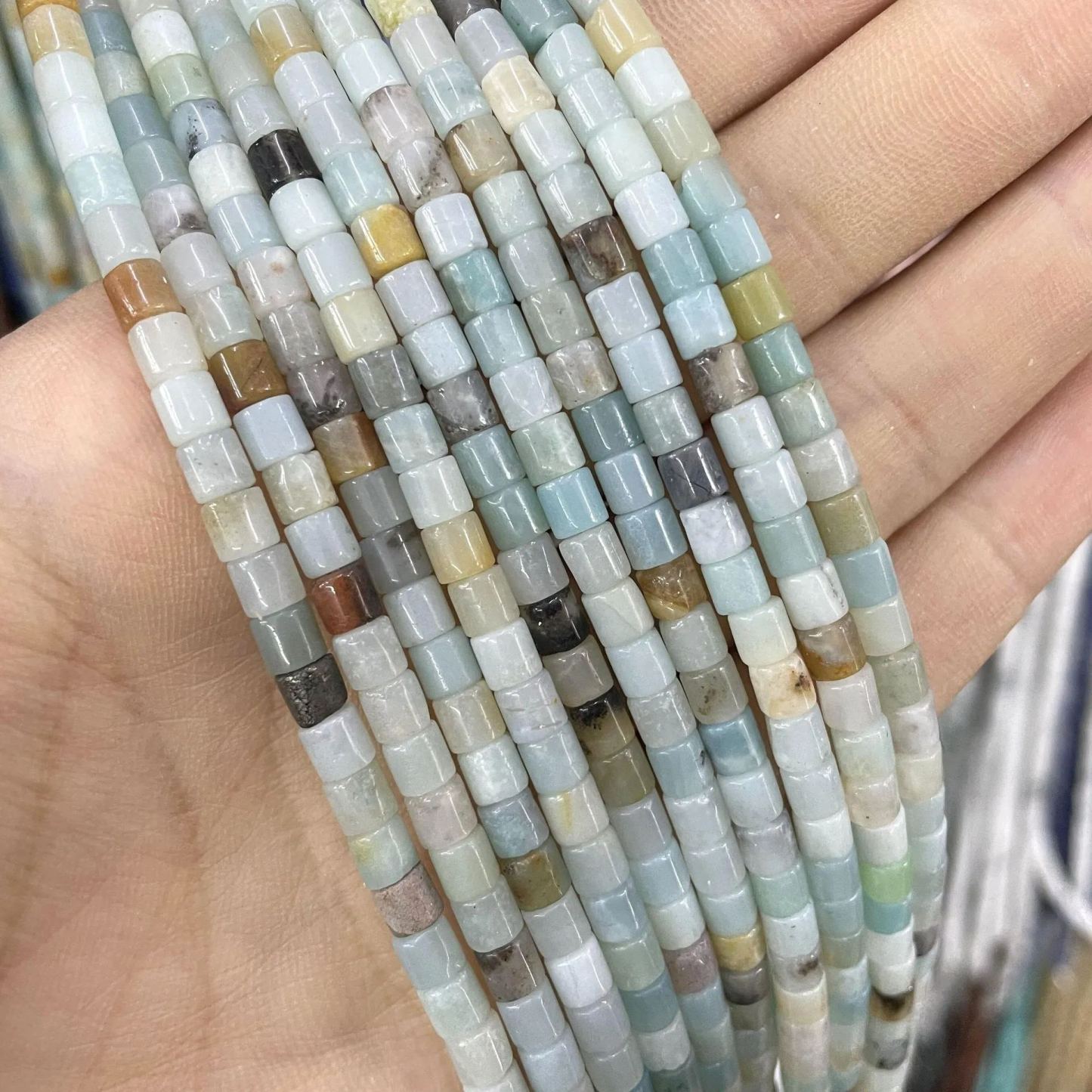 Natural Gemstone 4*4mm Cylinder Beads Strand