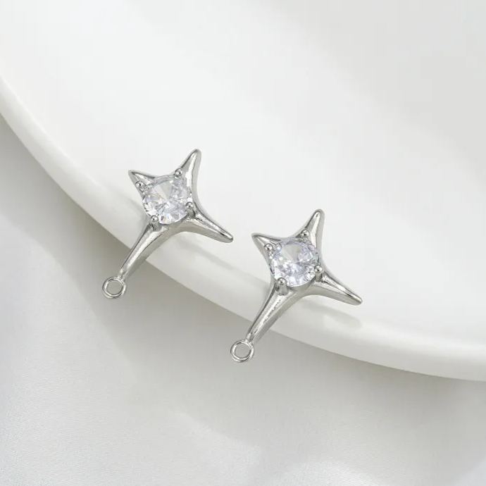 Ornamented Earrings Posts Accessory for Earrings Making