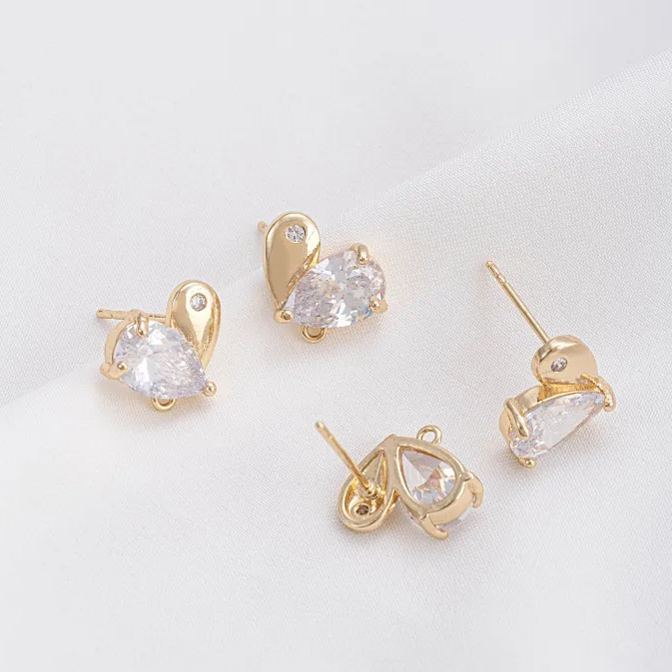 Ornamented Earrings Posts Accessory for Earrings Making