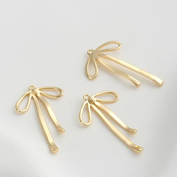 14k Plated Copper Bow Charm Pendant Accessory