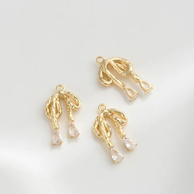 14k Plated Copper Bow Charm Pendant Accessory