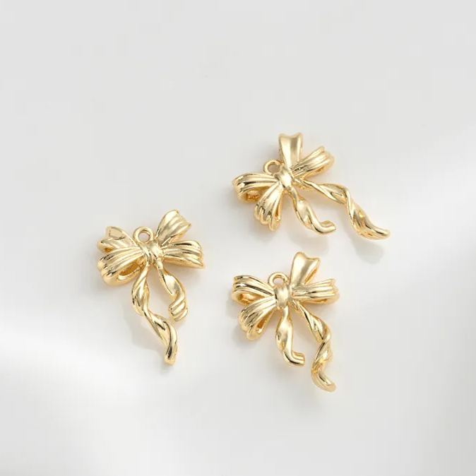 14k Plated Copper Bow Charm Pendant Accessory
